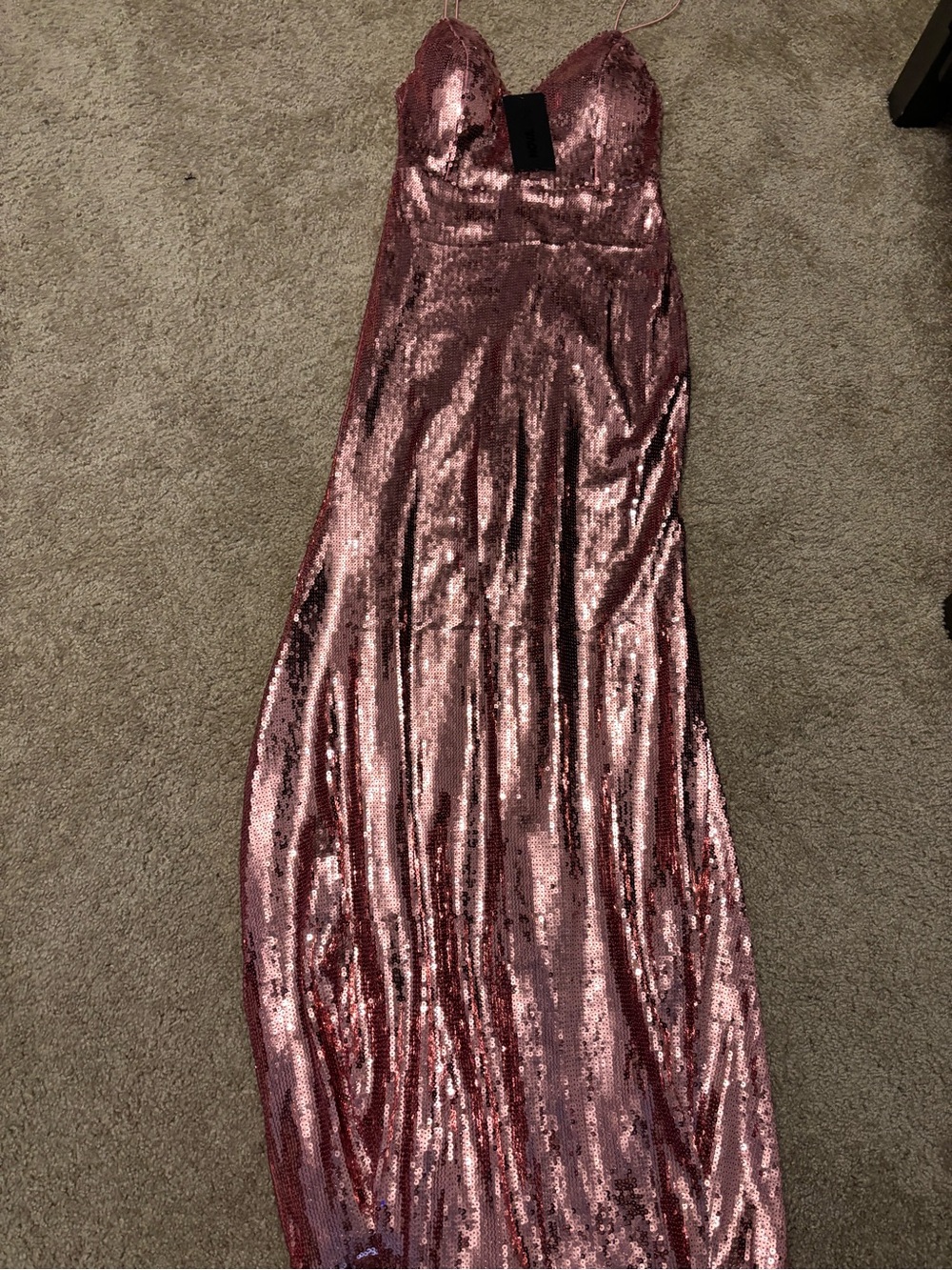Fashion Nova Rose Gold Sequin Maxi Dress